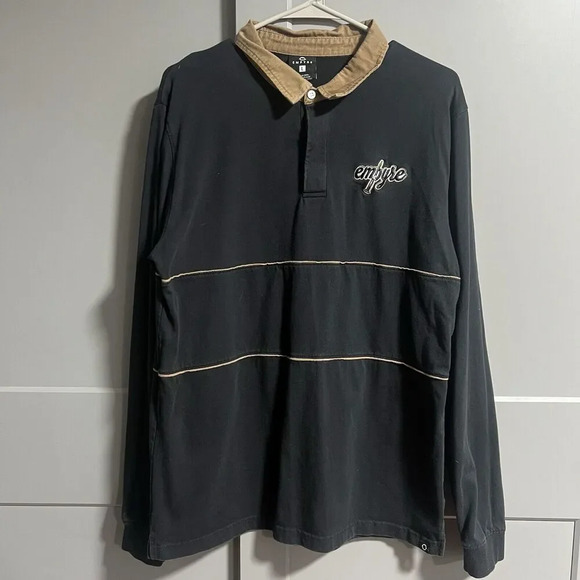 Empyre Other - Empyre Mens Nail Logo Long Sleeve Polo T-Shirt Black/Brown Size Large